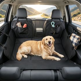 Waterproof Dog Hammock for Car Back Seat Extender Hard Bottom 58 Inch Dog Seat Cover for SUV Truck Black