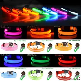 LED Adjustable Dog Collar Blinking Flashing Light Up Glow Pets Safety Waterproof (Option: M-Green)