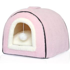 Cat Bed For Indoor Cats Foldable Cat Cave Anti-Slip Water-Resistant Bottom Cat Houses For Indoor Cats Or Small Dogs Kitten Tent (Option: PINK)