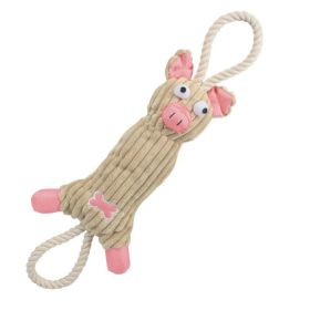 Jute and Rope Plush Pig Dog Toy (Option: PINK)